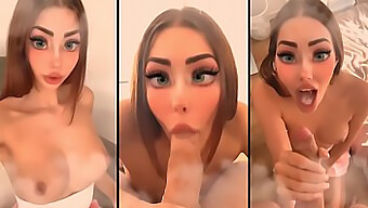 Cute Ahegao Girl Gives A Blowjob And Swallows Cum In Mouth