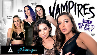 Lesbian Vampires In Lingerie: A Busty Babe And A Brown Beauty In An Orgy