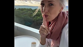 Big Natural Tits Blonde Masturbates To Orgasm On A Public Balcony In Mallorca!