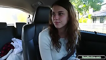 Teen (18+) Stepsister Sucks Stepdad For Car