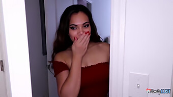 Cock In Mouth: Teen Latina Enjoys Cfnm